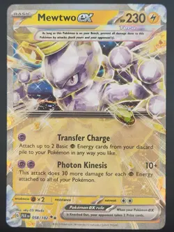 2023 Pokemon PARADOX RIFT MEWTWO EX FULL ART HOLO 58/182! NM - Image 1