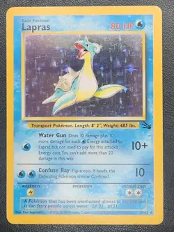 Pokemon TCG Lapras 10/62 Fossil Unlimited Holo Rare - Image 1
