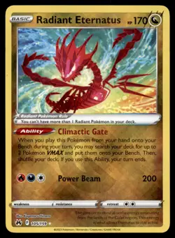 Radiant Eternatus 105/159 Radiant Rare Crown Zenith Holo Near Mint - Image 1