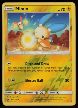 MINUN 54/168 UNCOMMON CELESTIAL STORM POKEMON REVERSE HOLO NM/M - Image 1