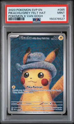 2023 POKEMON SVP EN-SV BLACK STAR PROMO #085 PIKACHU WITH GREY FELT HAT PSA 9 - Image 1