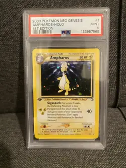 2000 POKEMON NEO GENESIS 1ST ED #1 AMPHAROS-HOLO PSA 9 - Image 1