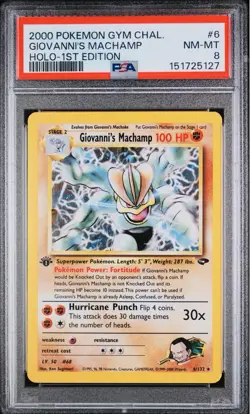 Pokemon TCG Giovanni’s Machamp 1st Ed. 2000 Gym Challenge Holo Rare PSA 8 - Image 1