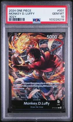 2024 ONE PIECE ENGLISH EN MONKEY.D.LUFFY LEADER 3D2Y ST14-001 PSA 10 - Image 1