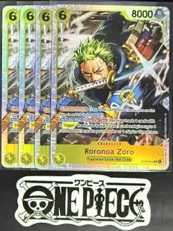 4x One Piece ST29-014 SR Roronoa Zoro - English - Foil - Playset - TCG - NM/M - Image 1