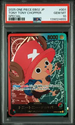GOLD Tony Tony Chopper One Piece EB02 Anime 25th Special Japanese #001 PSA 10 - Image 1