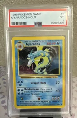 1999 POKEMON #6/102 GYARADOS HOLO RARE PSA 7 Base set card - Image 1
