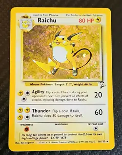 Pokemon 2000 Raichu Base Set 2 16/130 Holo Rare English TCG Card - Image 1