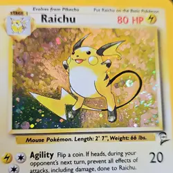 Pokemon 2000 Raichu Base Set 2 16/130 Holo Rare English TCG Card - Image 2