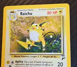 Pokemon 2000 Raichu Base Set 2 16/130 Holo Rare English TCG Card - Image 3