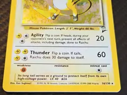 Pokemon 2000 Raichu Base Set 2 16/130 Holo Rare English TCG Card - Image 4