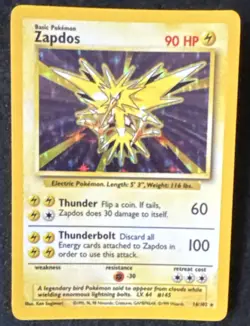 Pokemon Zapdos Base Set Holo Rare 16/102 1999 English Vintage Hologram Card 💎💯 - Image 1