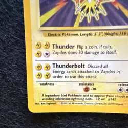 Pokemon Zapdos Base Set Holo Rare 16/102 1999 English Vintage Hologram Card 💎💯 - Image 3