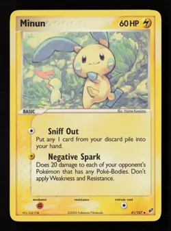 Minun 41/107 Deoxys Pokemon Card -A4 - Image 1