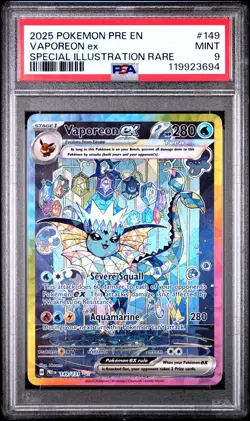 POKEMON PRE EN-PRISMATIC EVOLUTIONS VAPOREON ex SPECIAL ILLUSTRATION RARE PSA 9 - Image 1