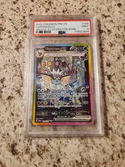 POKEMON PRE EN-PRISMATIC EVOLUTIONS VAPOREON ex SPECIAL ILLUSTRATION RARE PSA 9 - Image 3