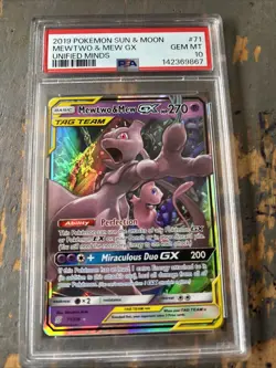 POKEMON MEWTWO & MEW GX 2019 SUN & MOON UNIFIED MINDS #71 PSA 10 - Image 1