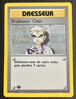 TCG 1999 Pokemon FRENCH Dresseur 1ST Edition Card PROFESSEUR CHEN 88/102 - Image 1