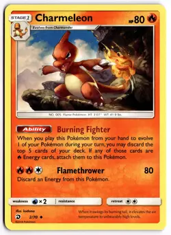 Pokemon TCG Charmeleon 2/70 Dragon Majesty Uncommon NM - Image 1