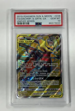 PSA 10 GEM-MINT Garchomp & Giratina GX Tag Team Pokemon 2019 Unified Minds #228 - Image 1