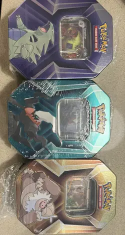 NEW Pokemon TCG Lot of 3 New Sealed Collectors Tins Slaking Tyranitar Darkrai - Image 1
