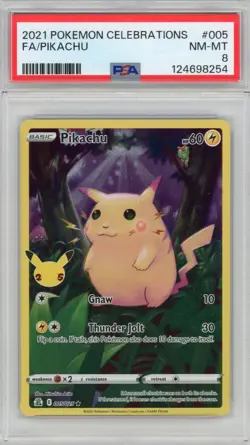 PIKACHU POKEMON CELEBRATIONS #005/025 FULL ART PSA 8 NM-MT - Image 1