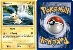 2008 Pokemon, Majestic Dawn, #25/100 Minun LV.24, Rare - Image 1