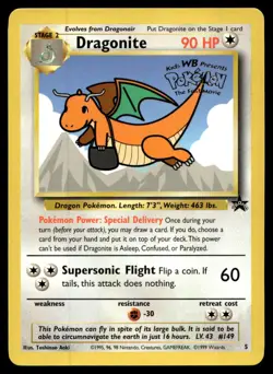 EX-NM WoTC Promo Dragonite (Movie Promo) Promo 05/53 1999 Pokemon TCG - Image 1