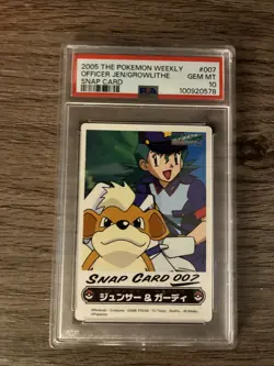2005 CARDDASS THE POKEMON WEEKLY ADVANCED #007 OFFICER JENNY & GROWLITHE PSA 10 - Image 1