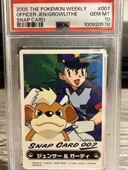 2005 CARDDASS THE POKEMON WEEKLY ADVANCED #007 OFFICER JENNY & GROWLITHE PSA 10 - Image 3