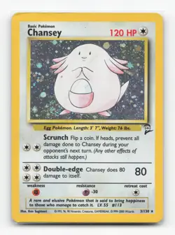 Pokemon TCG - Chansey 3/130 Heavily Played Holo Rare Base Set 2 Holo - Image 1