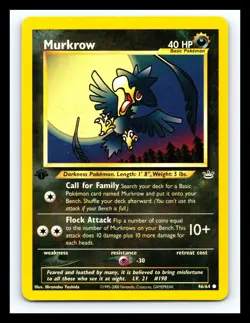 💥 MURKROW 1st Edition Pokemon TCG 2001 Neo Revelation Set Non HOLO # 46/64 - Image 1
