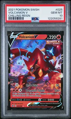 2021 POKEMON SWORD & SHIELD CHILLING REIGN #025 VOLCANION V PSA 10 - Image 1