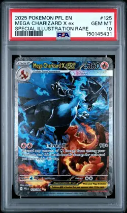 2025 POKEMON PFL EN-PHANTASMAL FLAMES #125 MEGA CHARIZARD X EX PSA 10 - Image 1