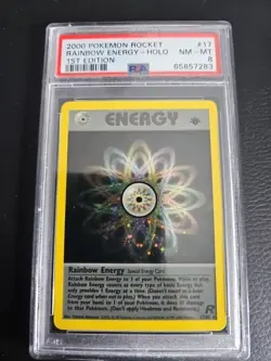 Pokemon Rainbow Energy Team Rocket 1st Edition Holo Rare #17 PSA 8 - Image 1