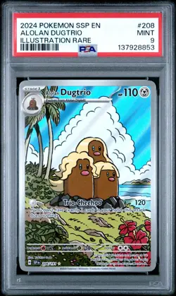 Alolan Dugtrio #208/191 Sv08: Surging Sparks Illustration Rare PSA 9 - Image 1