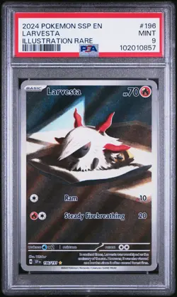 2024 POKEMON SSP EN #196 LARVESTA PSA 9 SURGING SPARKS - Image 1