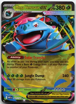 MEGA VENUSAUR EX 003/132 DOUBLE RARE MEGA EVOLUTION POKEMON HOLO LP - Image 1