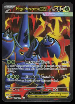 Mega Heracross ex 108/094 Full Art Ultra Rare Phantasmal Flames Pokemon NM - Image 1