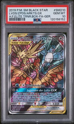 2019 POKEMON SM BLACK STAR PROMO FULL ART/MOLTRES & ZAPDOS & ARTICUNO GX PSA 10 - Image 1