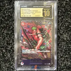 2025 ONE PIECE TOURNAMENT PROMOS JPN #ST21-015 RORONOA ZORO CGC 10 PRISTINE - Image 1