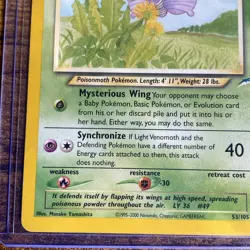 Light Venomoth 53/105 Neo Destiny Set Rare Vintage 2000 Pokemon Card LP+ - Image 5