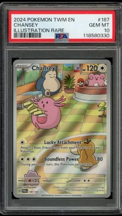 - PSA 10 - Chansey 187/167 Sv06: Twilight Masquerade Holo Pokemon - Image 1