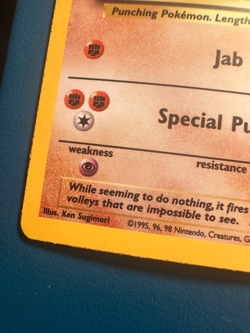 Hitmonchan Ink Dot Error - Unlimited Holo Rare Base Set Pokemon Card LP - Image 5