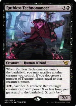 MTG Ruthless Technomancer R Commander: Kamigawa: Neon Dynasty 35 NM Normal - Image 1