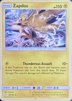 Zapdos 40/181 Rare Deck Exclusives Pokemon Near Mint - Image 1