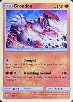 Groudon 113/236 Rare Cosmic Eclipse Pokemon Near Mint - Image 1