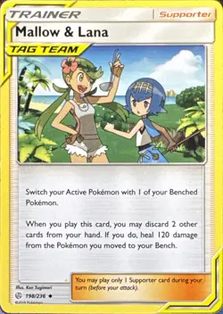 Mallow & Lana 198/236 Uncommon Cosmic Eclipse Pokemon Near Mint - Image 1