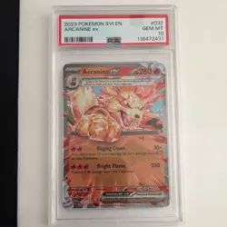 Pokemon Arcanine ex Double Rare Tera Holo PSA 10 032/198 Scarlet & Violet 2023 - Image 1
