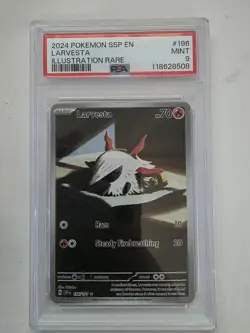 2024 Pokemon Ssp En-Surging Sparks #196 Larvesta Illustration Rare PSA 9 - Image 1